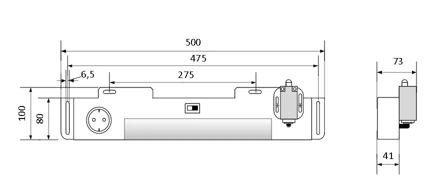 Abmessungen einer Schaltschrankleuchte