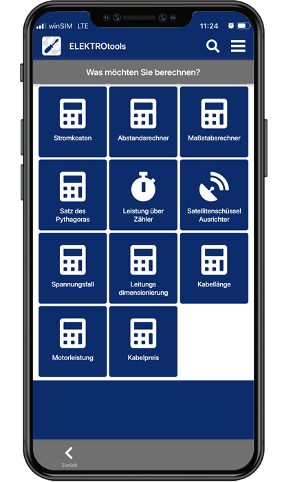 Elektrotools auf dem Smartphone