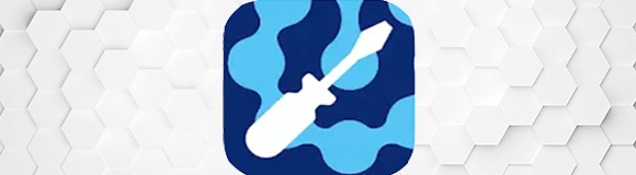 Das ELEKTROtools Logo: Ein weißfarbener Schraubenzieher mit lila-türkis gefärbten Hintergrund.