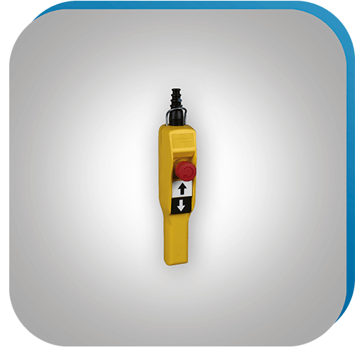 Hängetaster für manuelle Steuerung in der Automatisierungstechnik.