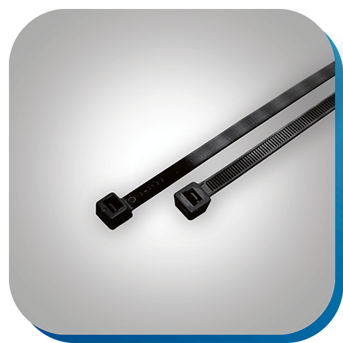 Schwarze Kabelbinder für professionelle Befestigung in Kabel und Leitungen.