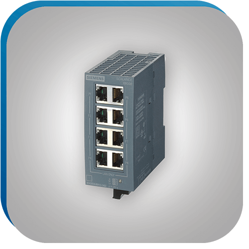 Robuster Switch für industrielle Netzwerke in der Automatisierungstechnik.