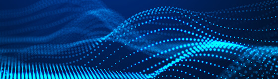 Wellenförmige hellblaue Punkte auf einem dunkelblauen Hintergrund