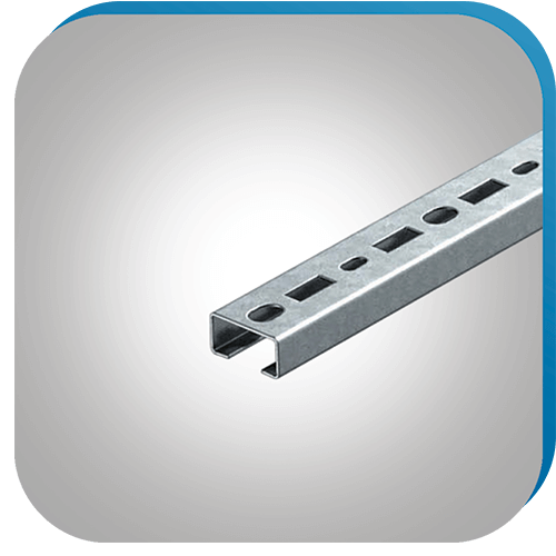 C-Profil Tragschiene, die die Montage von Komponenten in Schaltschränken unterstützt.