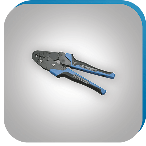 Professionelle Crimpzange für hochwertige Kabelverbindungen in der Verbindungstechnik.