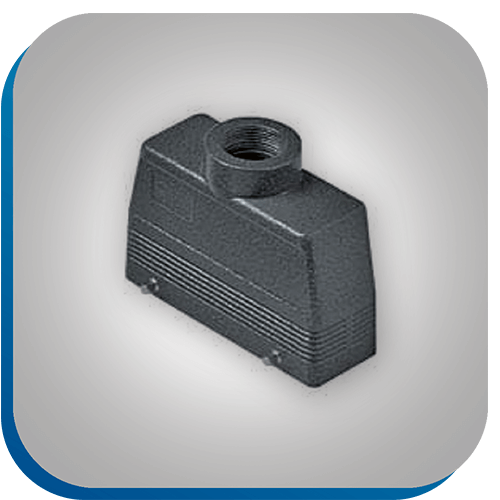 Robustes Gehäuse eines Schwersteckverbinders für die Verbindungstechnik.