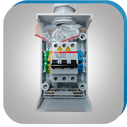 Steckdosenkombination für flexible Stromversorgung aus unserer Komponentenfertigung, mit mehreren Anschlüssen.