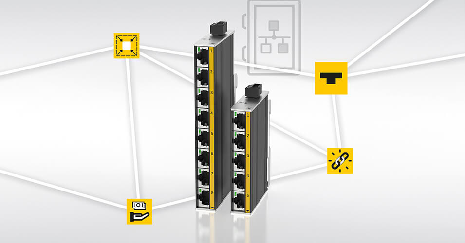 Zwei Switches der Firma Turck in einer Netzgrafik.