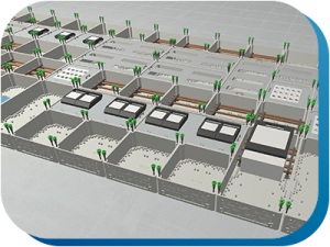 3D-Ansicht einer Schaltanlage vom Gehäusesystem ICS65 im Projektierungstool HENTSCHELplan.