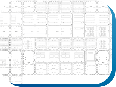 Eine technische Zeichnung einer Schaltanlage vom Isolierstoffgehäuse-System ICS65 , die im Planungstool HENTSCHELplan erstellt worden ist.