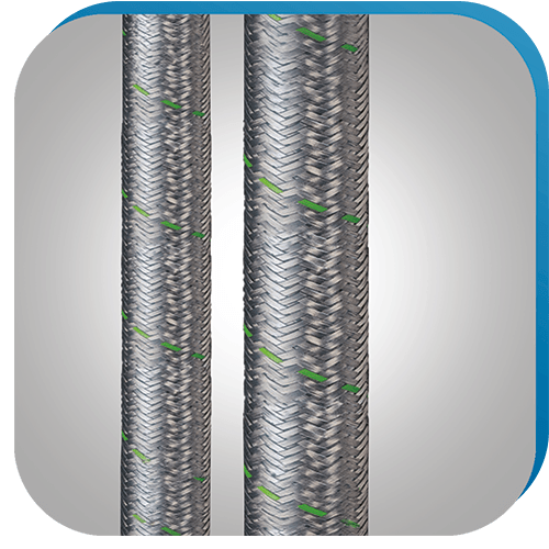 Schutzschlauch für Kabel und Leitungen mit feinem Metallgewebe von Flexa.