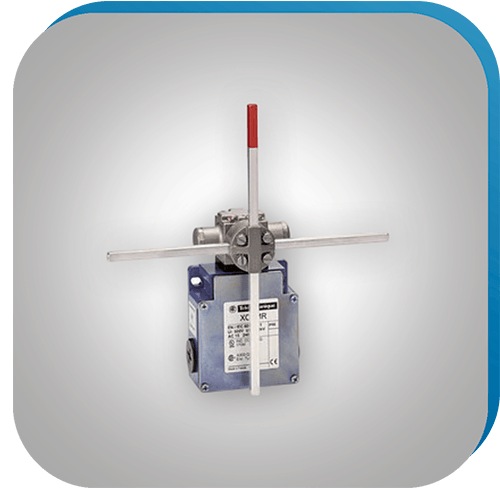 Positionsschalter an einem Kreuz aus zwei Metallstäben befestigt.