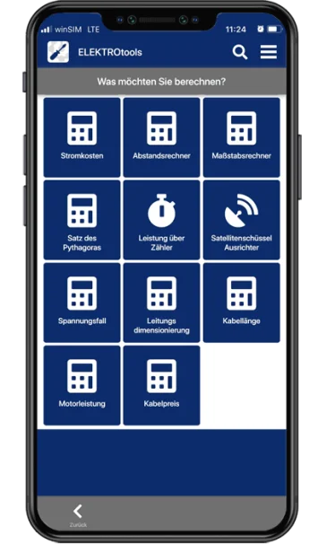 Elektrotools auf dem Smartphone