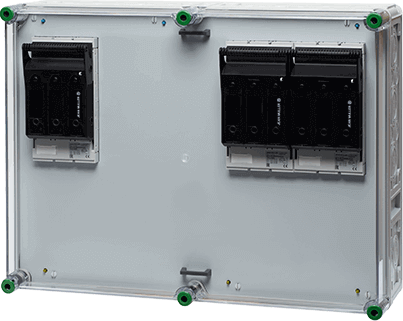 Verteilergehäuse mit Lasttrennschalter auf Sammelschienen des Isolierstoffgehäusesystems ICS65